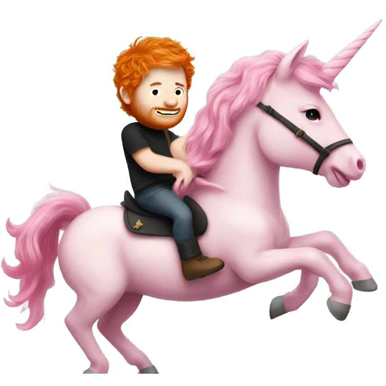ed sheeran riding pink unicorn  emoji
