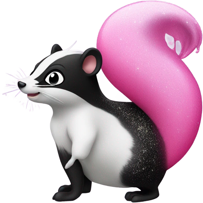 Pink ombre skunk blowing out a fart with glitter  emoji