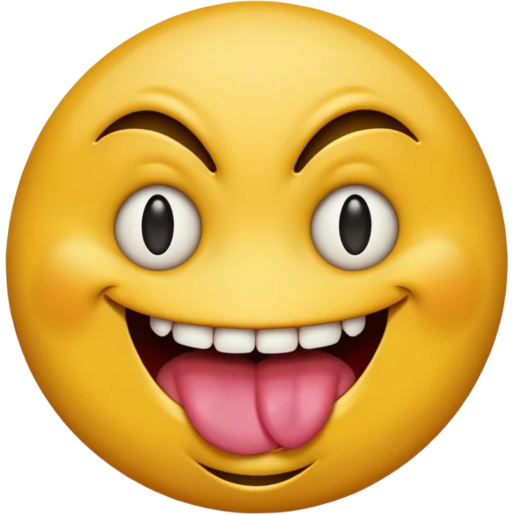 Insane smiley face who’s greedy and has beady tired eyes evil with tongue out  emoji
