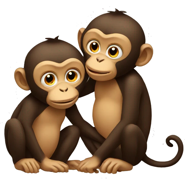 Two monkeys kissing emoji