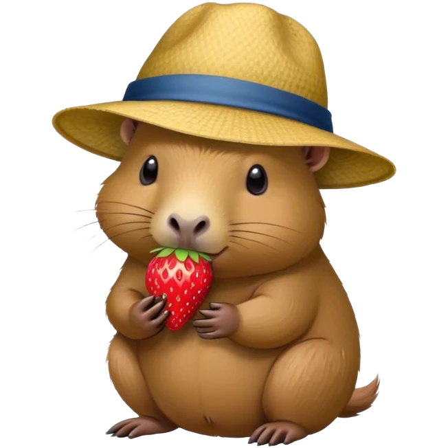 capybara with hat strawberry emoji