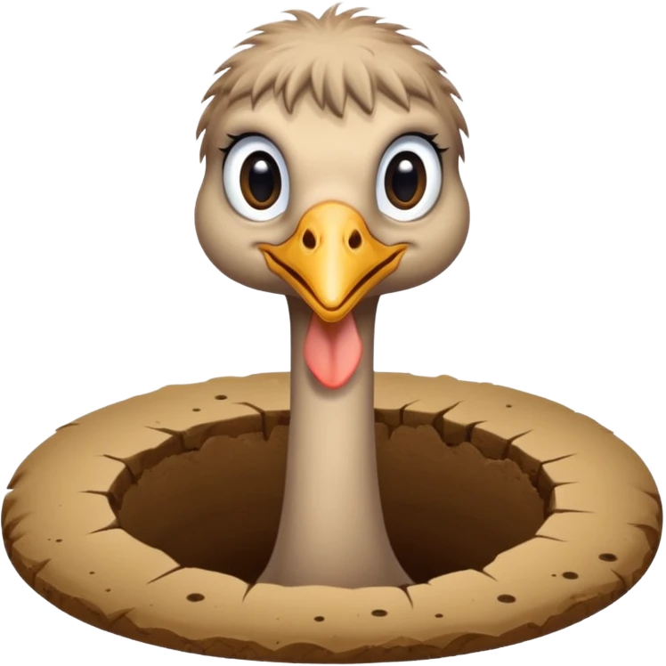 Ostrich with head inside a hole in the ground emoji