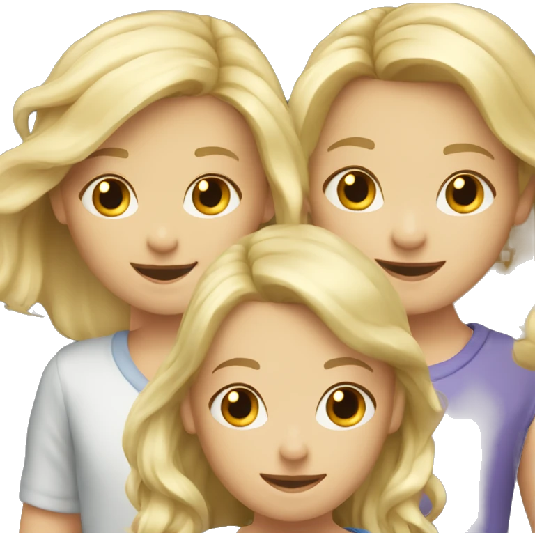 3 Caucasian blonde children playing emoji