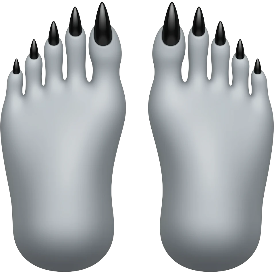 Gray feet with long black toenails emoji