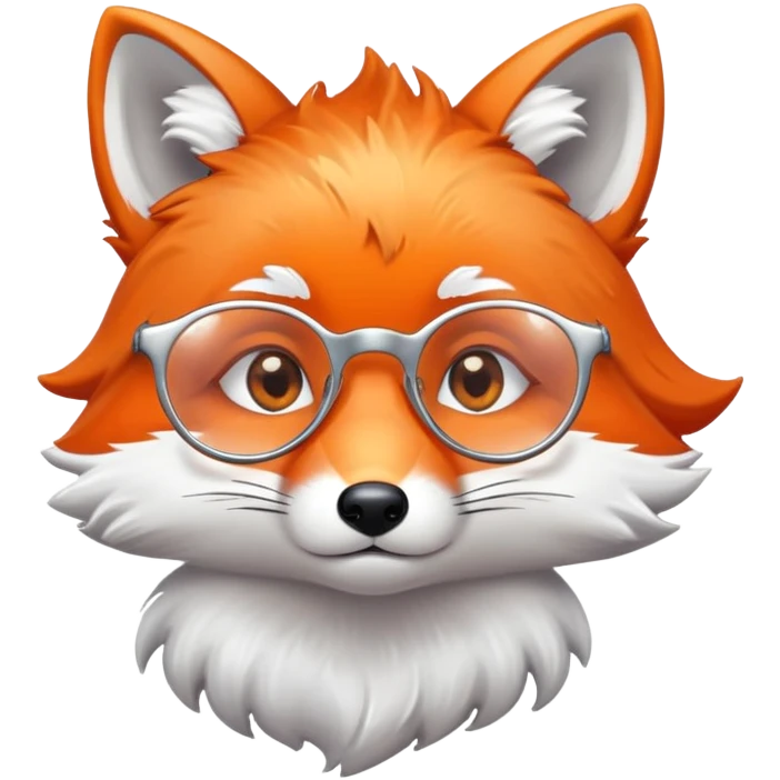 A sad fox with shimmering fur, a glowing tail, a silver star on its forehead, and round glasses, with a single tear rolling down its cheek. 🦊😢 emoji