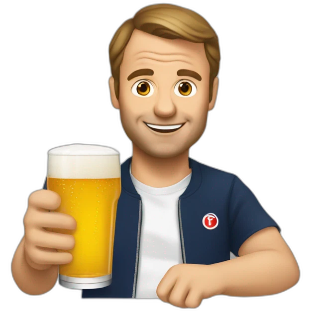 macron drink beer with two pint emoji