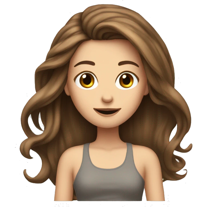 White Girl with long brown hair flipping her hair ✂️ emoji