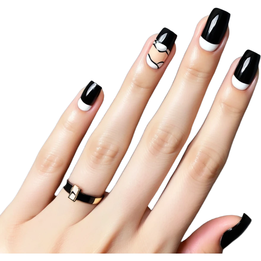 Middle finger with French tip nails emoji
