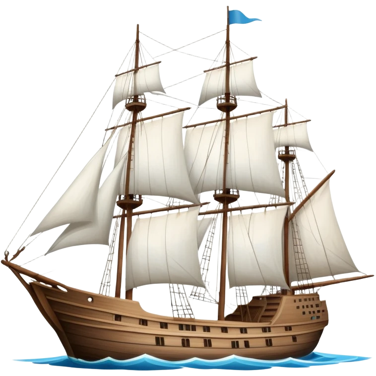 A large ship sailing on the sea with tall masts emoji