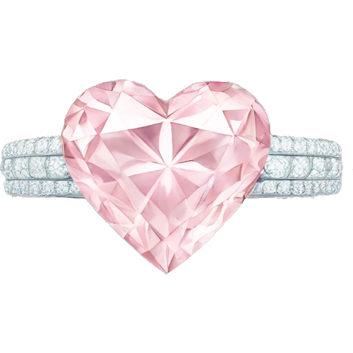 Silver light pink diamond ring heart emoji