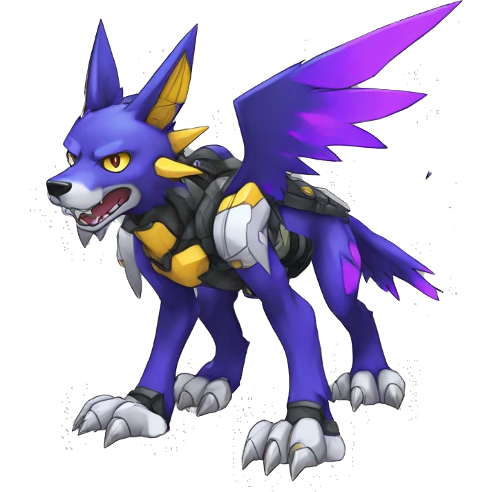  Cool Edgy Digimon-Fakemon-Garurumon-Loogamon-Wolf with edgy markings full body emoji