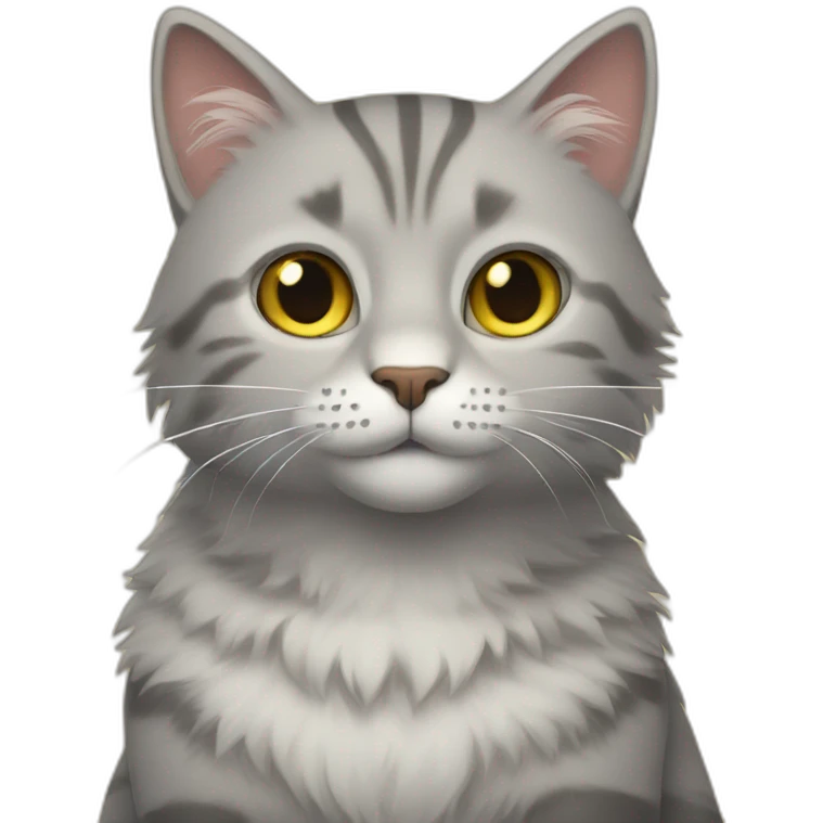 big fluffy yellow cat and small gray tabby cat emoji