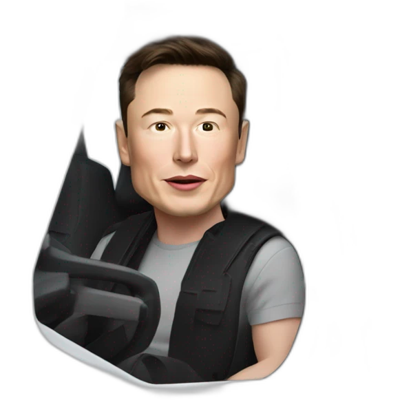 Elon musk riding in a Tesla cyber truck  emoji