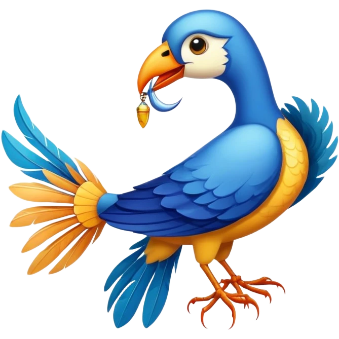 The bird carries the fish emoji