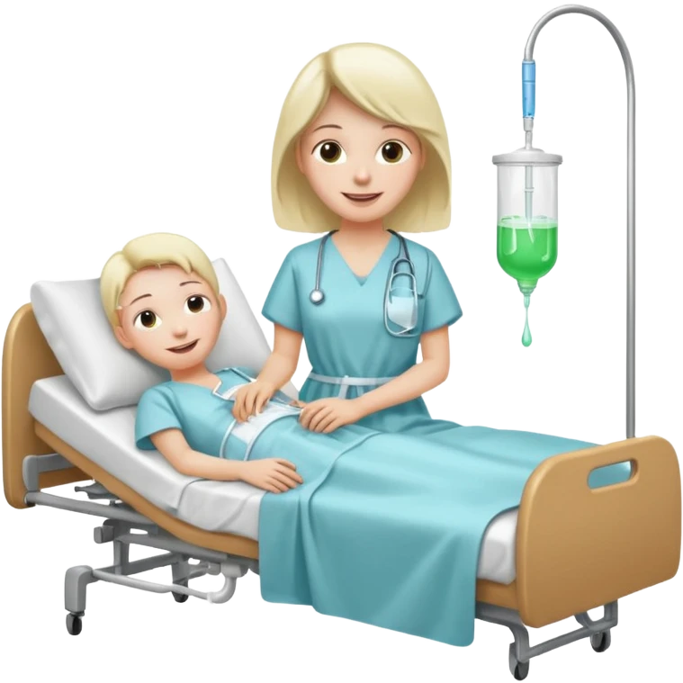 person with an IV drip in a hospital bed ios style emoji emoji
