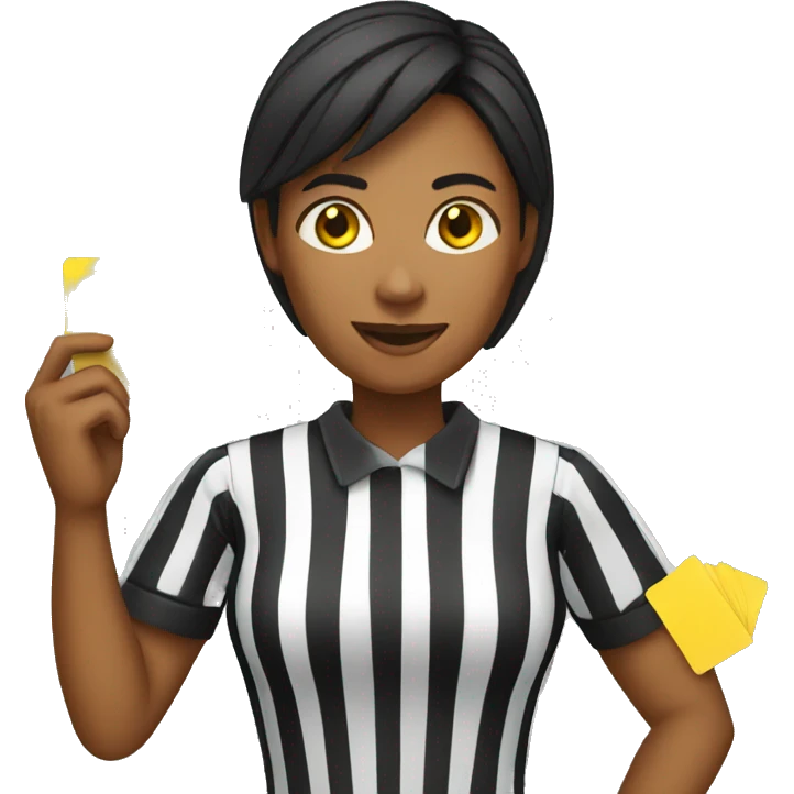female referee holding yellow card emoji