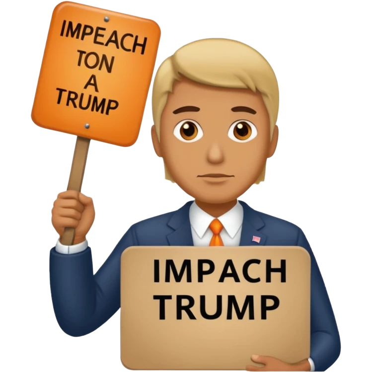man holding sign that says impeach trump emoji