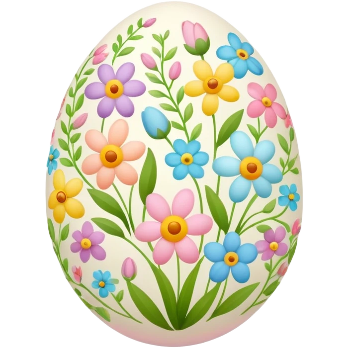 Easter egg decorated with spring flowers and symbols emoji