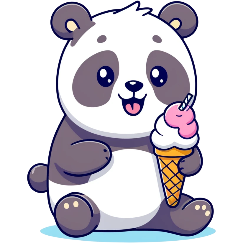 Panda eating ice cream emoji