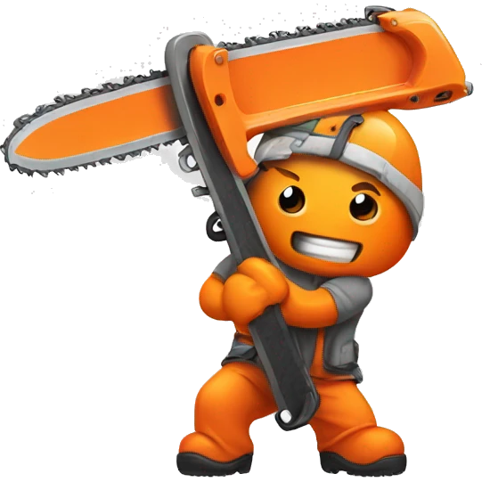 orange chainsaw with blade out emoji