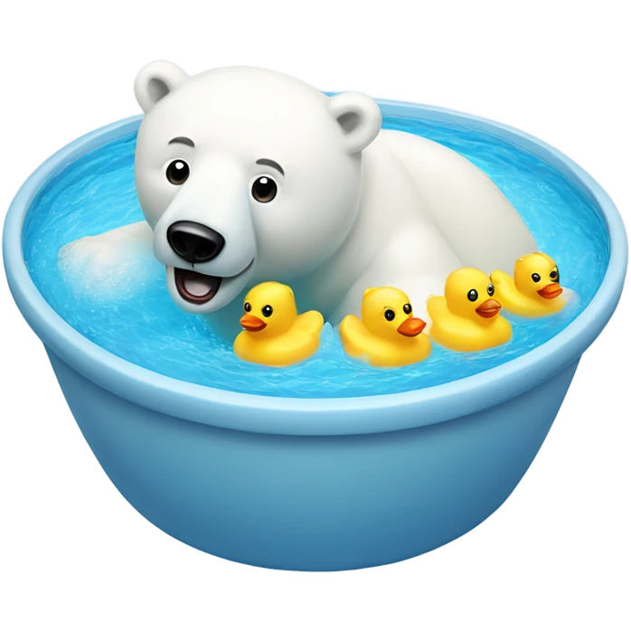 Polar bear swimming in a pool with rubber duckies emoji
