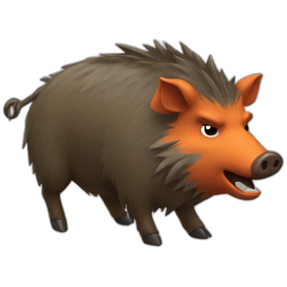 ANGRY wild boar with orange cap emoji