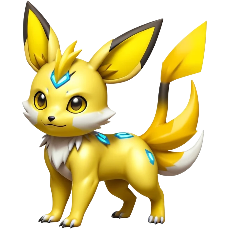 Shiny Futuristic Colorful Pichu-Raichu-Renamon-Zeraora-hybrid-creature emoji