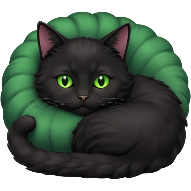 Curled Sleeping Cat black emoji