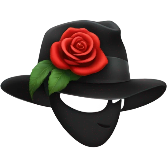 Black hat with red rose emoji