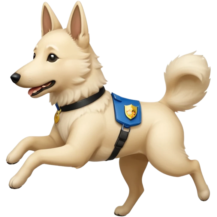 White belgian Shepard Runs away from police car emoji