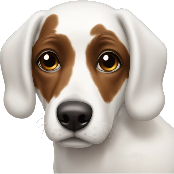 white dog with black patch on eye with brown eyes  emoji