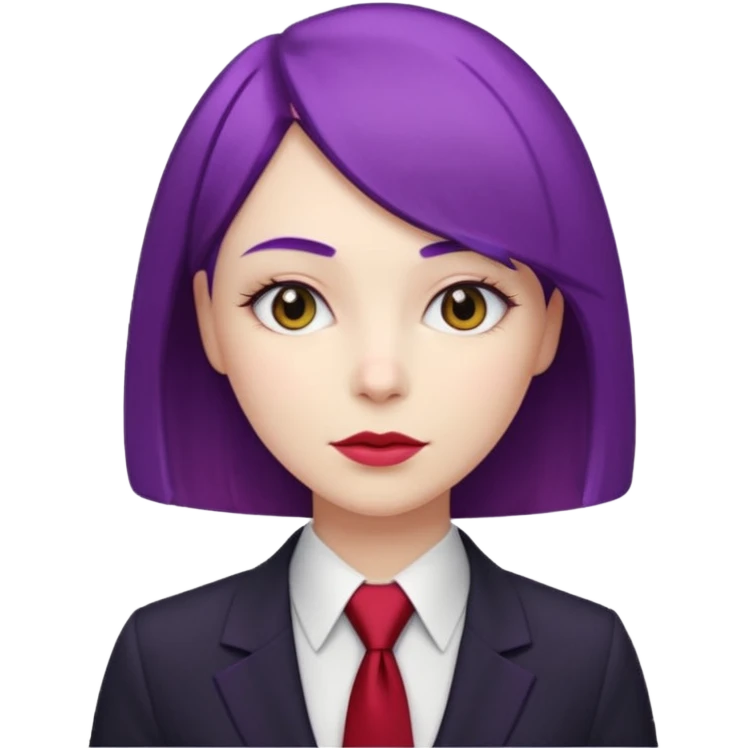 Office Lady with Purple Bob, black suit emoji