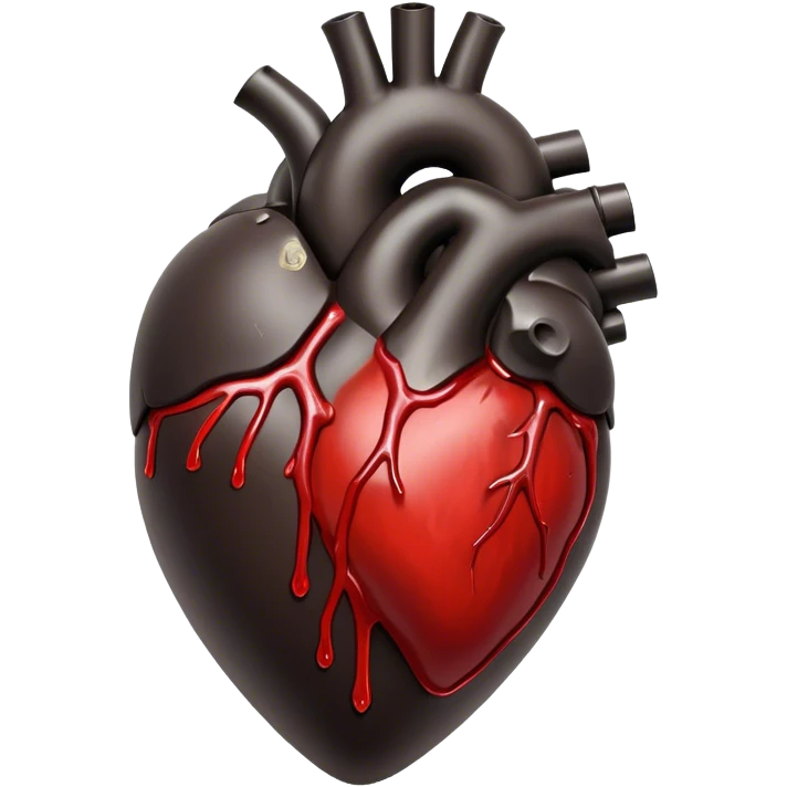 Black human heart with blood dripping from it  emoji