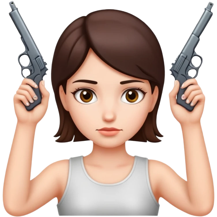 hands and fingers in the shape of a gun being held to both sides of a girls head emoji