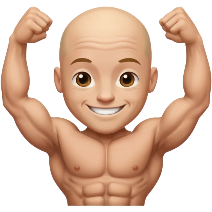 bodybuilder bald and small laughing emoji