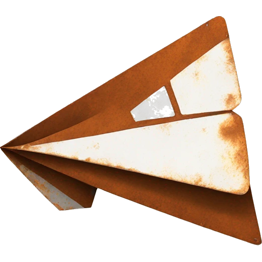 paper airplane made of rusted steel emoji