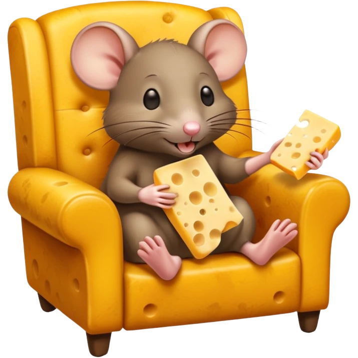 Rat in a lounge chair with a cheese emoji