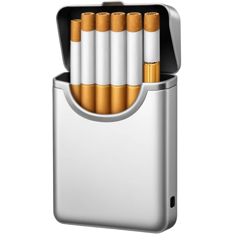 Minimalistic cigarette pack emoji, metallic black and white emoji