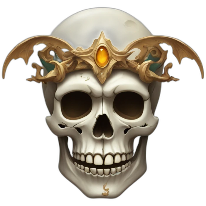 stylized artistic representation of a skull with various fantasy elements  emoji
