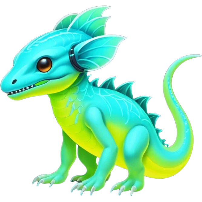 Exotic futuristic lush warm-colored neon Fakémon-Fionbri-creature emoji