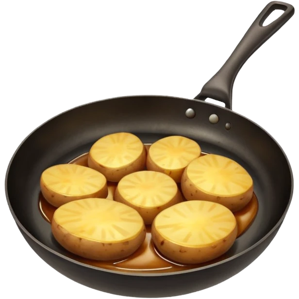 potato being heated in a frying pan emoji