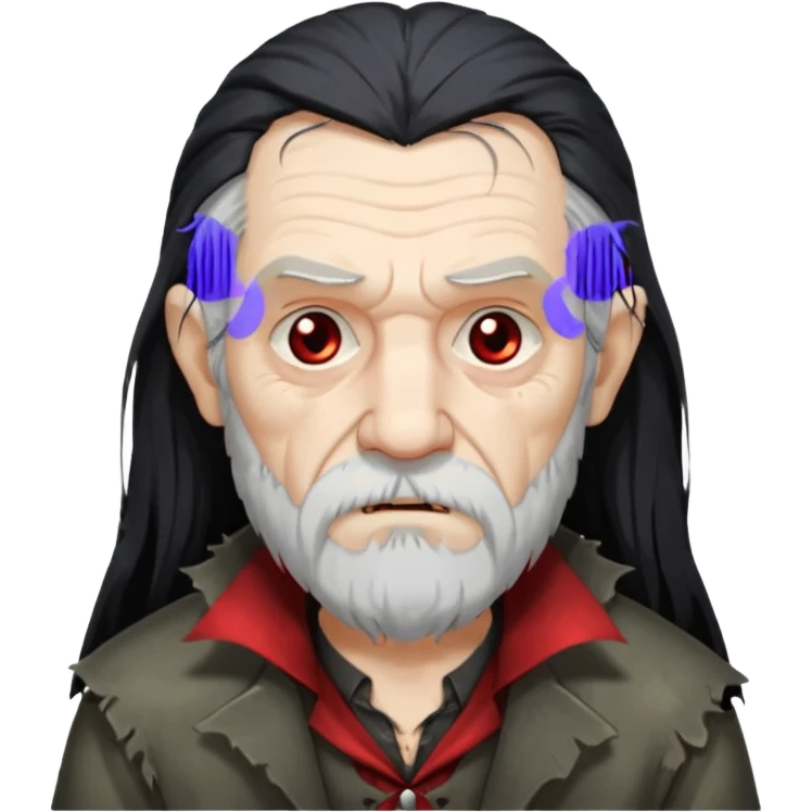 sad face vampire old man long hair with beard half dress
 emoji