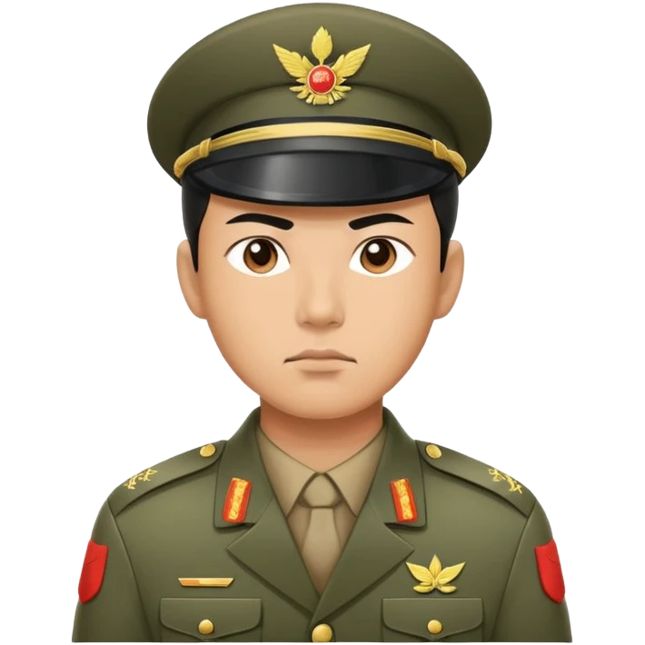 serious asian photorealistic china soldier emoji