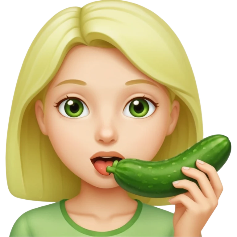 Girl sucking cucumber emoji