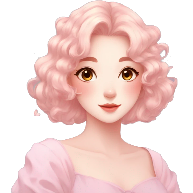 Gorgeous pastel anime style lady with blushing face and butterflies aesthetic trending style emoji