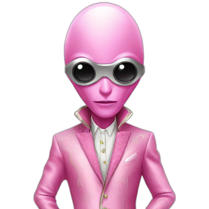 Fancy alien with luxury clothes pink hello emoji