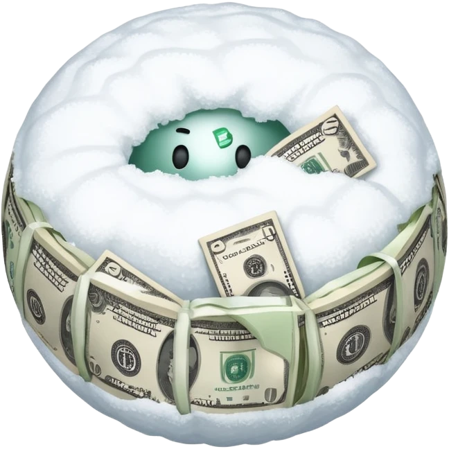 Snow ball with dollar bills  emoji