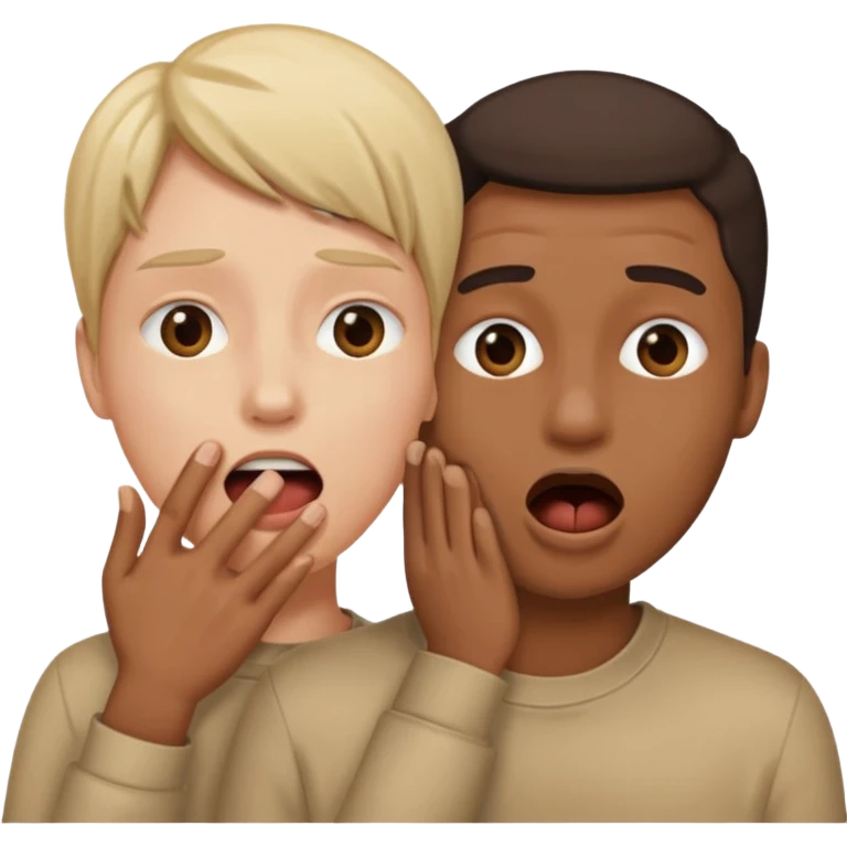 create two people one with their mouth open in disbelief and covering the other persons eyes emoji