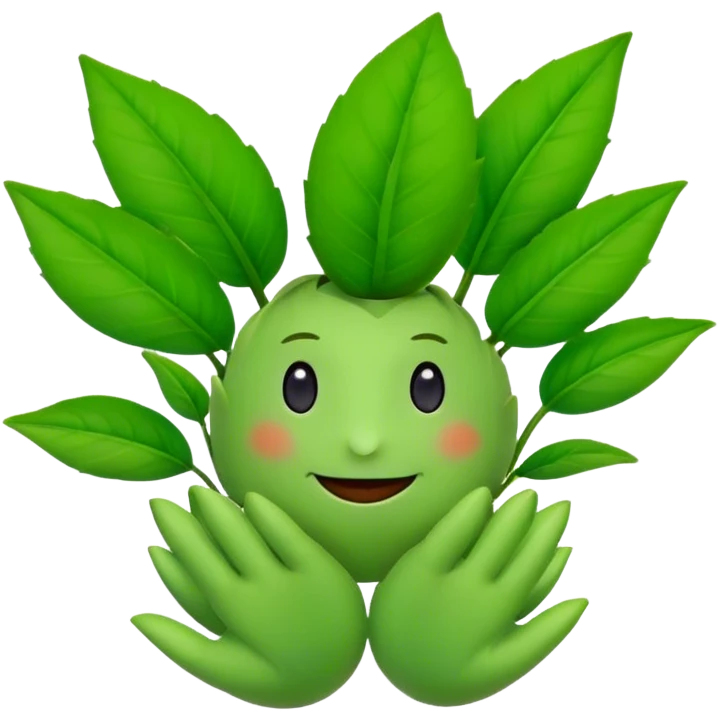 I need a branded mascot. It should be a plant bud, with two leaves, with a face, hands and feet. it should be cute and friendly. emoji