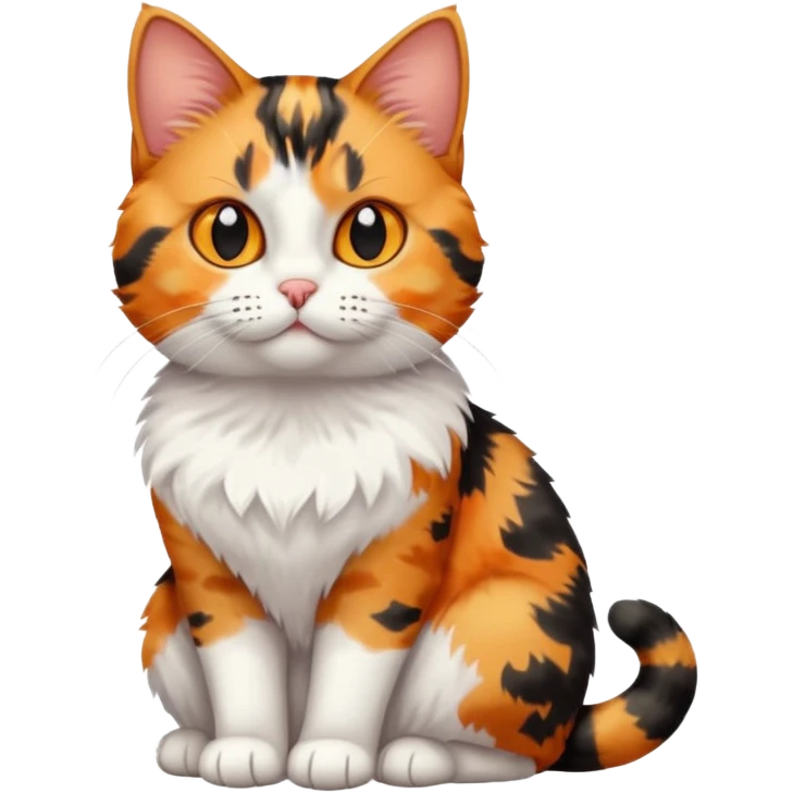 full body calico tabby cat with tiny head and fat body emoji
